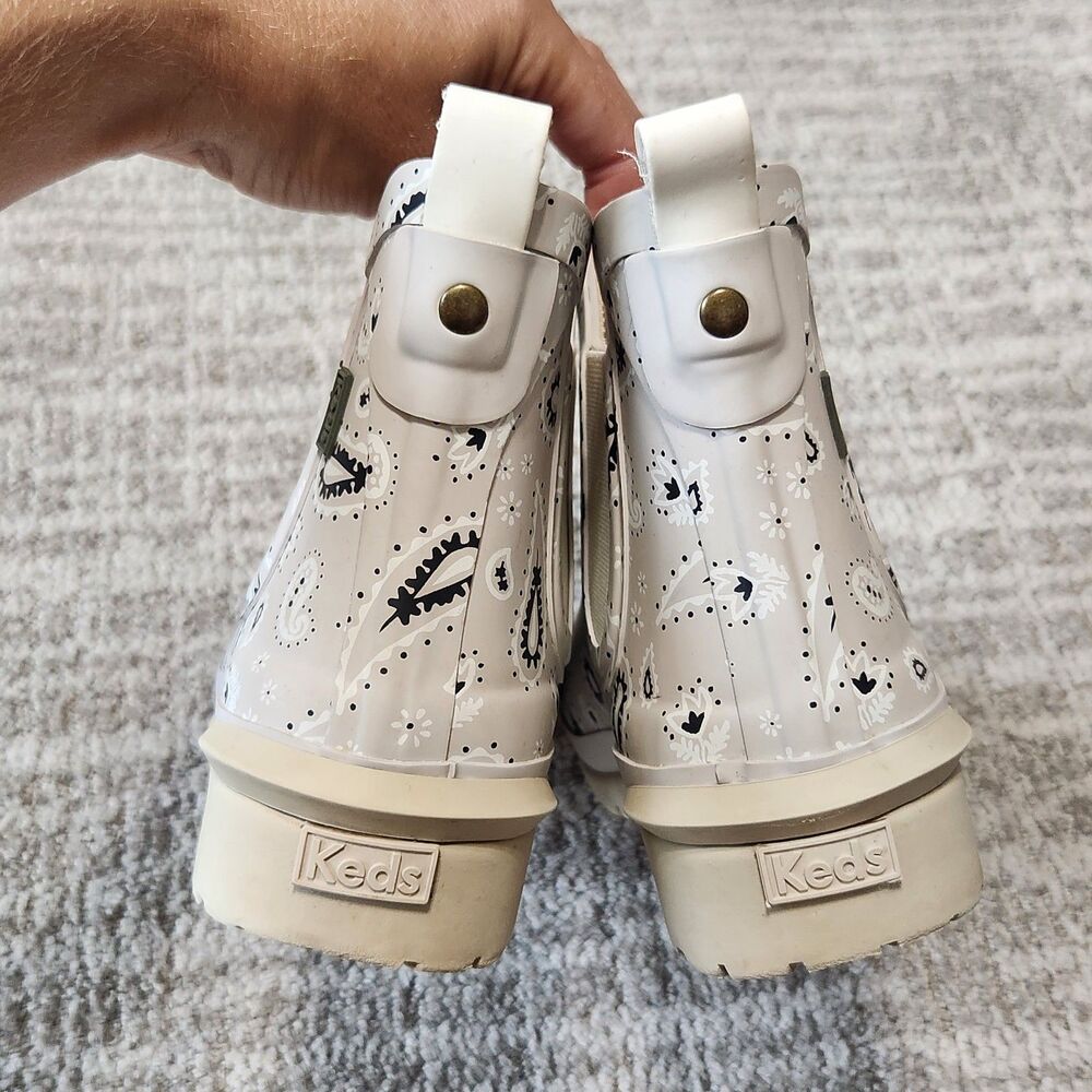 Keds women's Rowan rain boats beige bandana paisley print size 7 - Picture 7 of 9